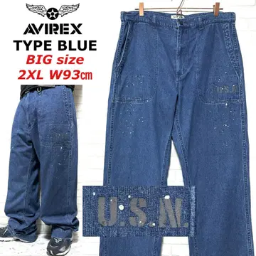 AVIREX TYPE BLUE 빅 사이즈 2XL 데크 팬츠 페인트 가공