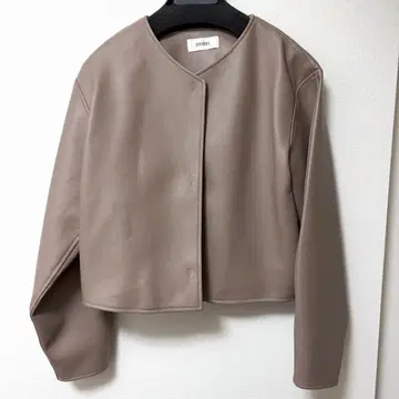 SNIDEL 스나이델 노카라 자켓 인조 가죽 핑크 베이지