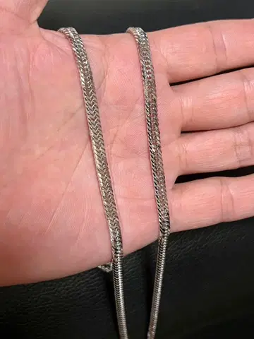 실버925 12면 트리플 컷 키헤이 목걸이 60cm 반짝반짝