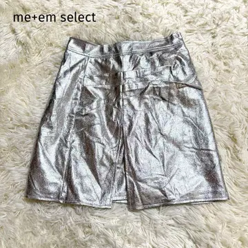 *me+em select* [ S ] 메탈릭 실버 미니 스커트 슬릿