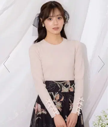 윌 셀렉션 소매 리본 보틀넥 니트 핑크