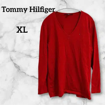 타미힐피거 V넥 스웨터 니트 XL 100% 코튼