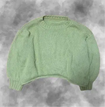 민트 그린 크루넥 니트 빈티지