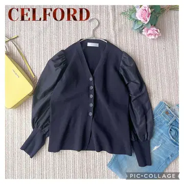[ CELFORD ] 새상품급*볼륨 소매*다른 소재 절개*가디건