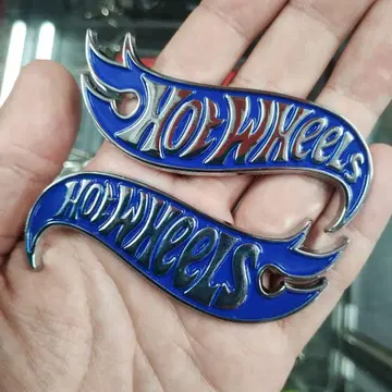 핫휠 HOT WHEELS 엠블럼 블루 금속 메탈 스티커