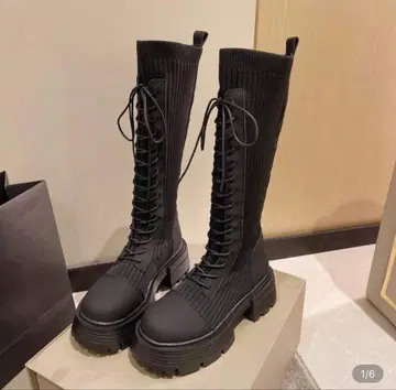 통굽 롱 부츠 블랙