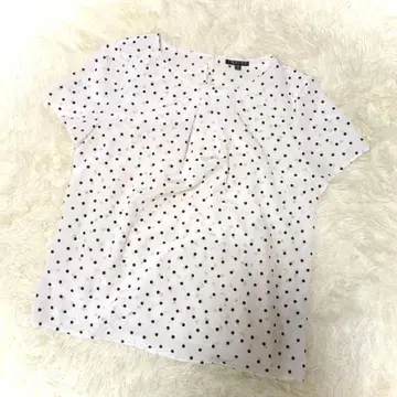 INDIVI 도트 무늬 쉬폰 블라우스 (M 상당) 시어 프렌치 슬리브