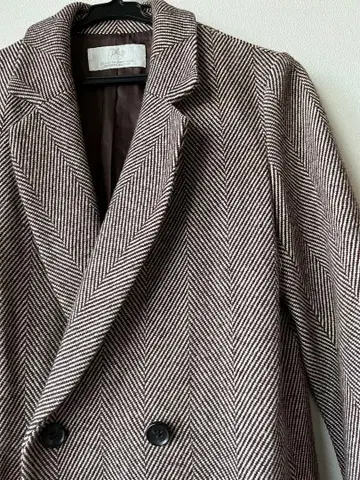 Plage 헤링본 더블 체스터 코트