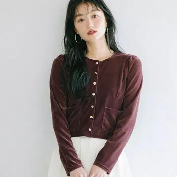 COCODEAL 숏 기장 벨로아 가디건