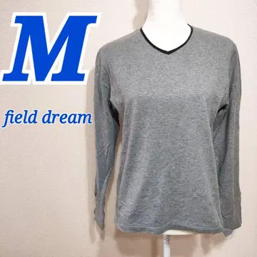 필드 드림 그레이 긴팔 V넥 T셔츠 심플