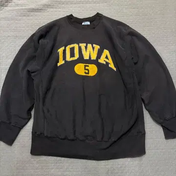 80s USA제 리버스 위브 블랙 IOWA 빈티지 맨투맨