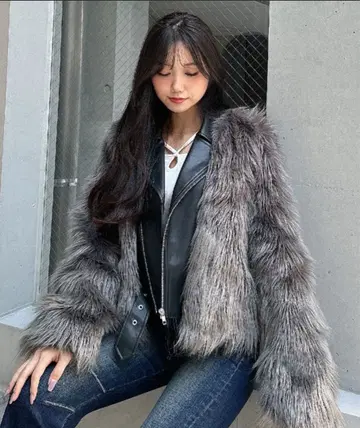 GYDA 퍼 트리밍 가죽 자켓