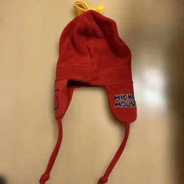 미키마우스 플리스 모자 빨간색