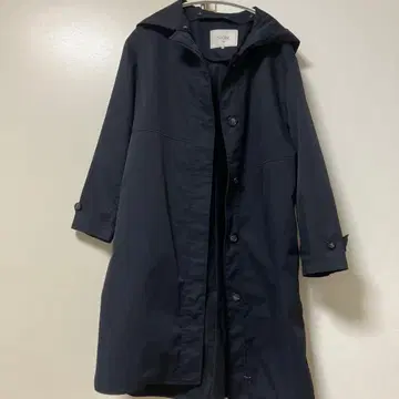 SLOBE 이에나 네이비 트렌치코트 후드 부착