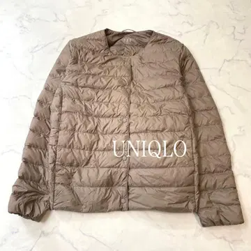 유니클로 울트라 라이트 다운 노카라 브라운 XL 수납 봉투 포함