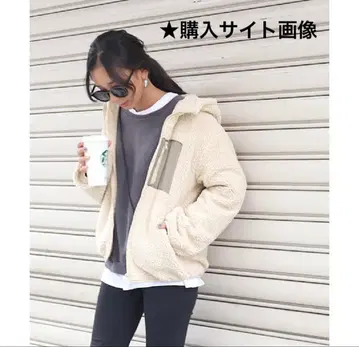 [ coca 코카 ] 복슬복슬 보아 블루종 후드 부착 화이트 베이지