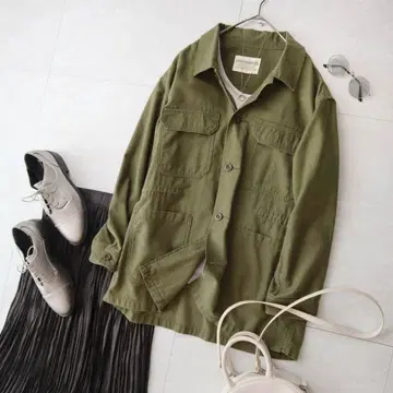 겨울 올리브 카키 그린 어반 리서치 밀리터리 셔츠 자켓 블루종 긴팔