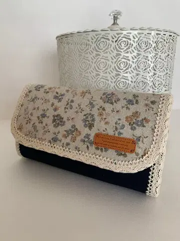 핸드메이드 꽃무늬 더블 지퍼 장지갑