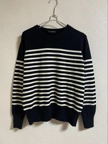 타카시마야 Takashimaya 캐시미어 100% 보더 니트 스웨터 LL