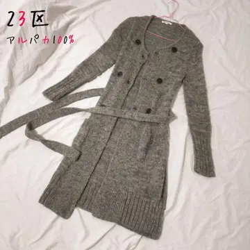 23구 알파카 100% 니트 가디건 코트 그레이 M