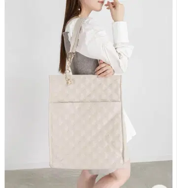 체인 숄더 퀼팅 토트백 randa 화이트 아이보리