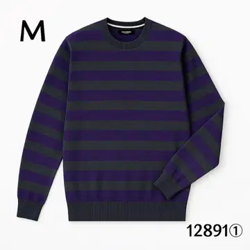 (COMME CA CMMUNE) 니트 긴팔 보더 보라색 계열 M 울 혼방