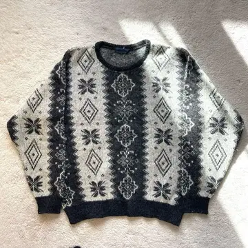 Vintage 구제 의류 노르딕 아가일 올 패턴 니트 c-boy