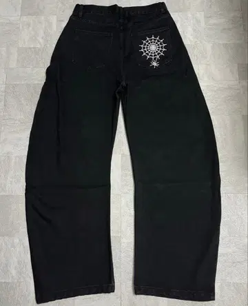 블랙 와이드 데님 팬츠