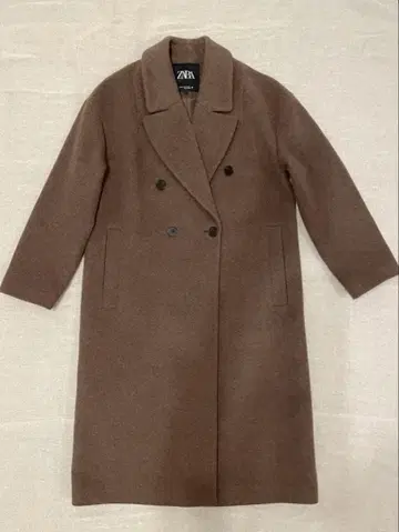 새상품급 자라 브라운 더블 브레스트 체스터 코트 ZARA