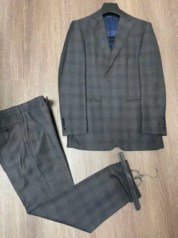 하자품 레다 130s 그레이 체크 무늬 수트 셋업