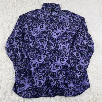 새상품급 aguin b. 에네스베 긴팔 셔츠 장미 꽃무늬 네이비 올 패턴