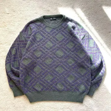 90s 빈티지 구제 의류 이탈리아제 디자인 총 패턴 니트 유로 구제 의류