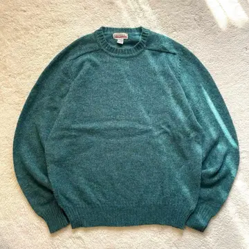 빈티지 구제 의류 무지 노움코어 울 니트 스웨터 그린