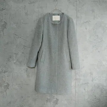 새상품급 슬로브 이에나 울 노카라 집업 롱 코트 38 M