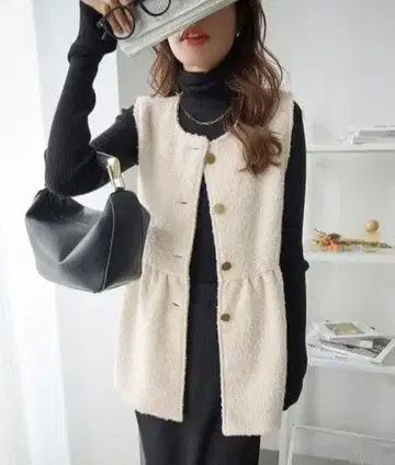 ReDial 트위드풍 노카라 페플럼 베스트