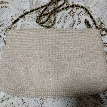 [ Handmade ] 베이지 라메 뜨개질 숄더백 or 클러치백