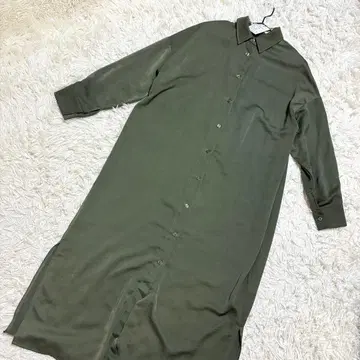 pairmanon 택 포함 셔츠 원피스 광택감 사이드 슬릿 ( F )