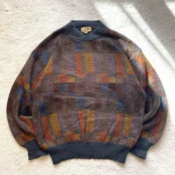 90s 빈티지 이탈리아제 올 패턴 디자인 모헤어 니트 스웨터