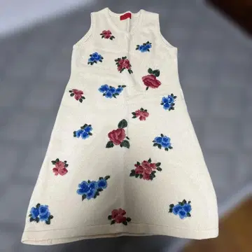 새상품급 SUPER HAKKA 꽃무늬 자수 니트 원피스 램스울 100%