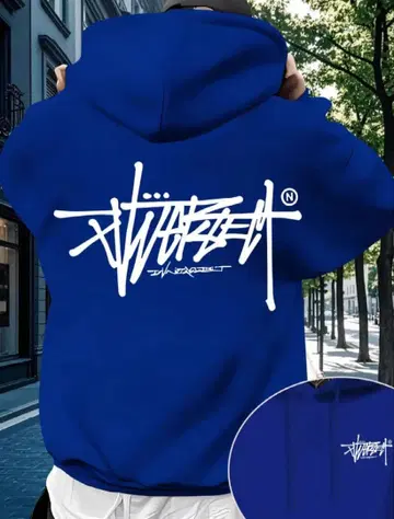 남성용 디자인 후드티 블루