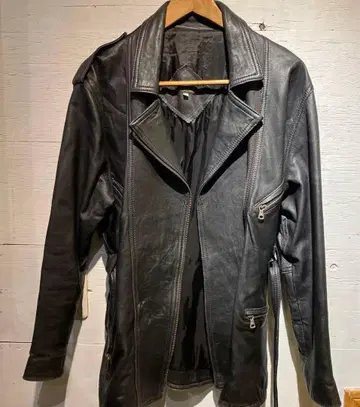 이탈리아제 블랙 가죽 빈티지 라이더 자켓 사이즈 XL ( L )