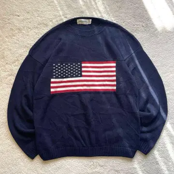 USA제 빈티지 구제 의류 국기 엠블럼 울 니트 스웨터