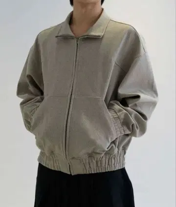 [ EPNK ] 헤링본 지퍼 블루종 M 사이즈 그레이쉬 베이지