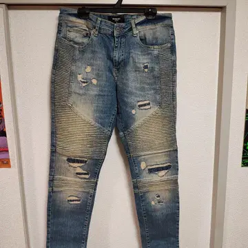 represent 리프레젠트 스키니 데님 라이트 블루 데미지 가공