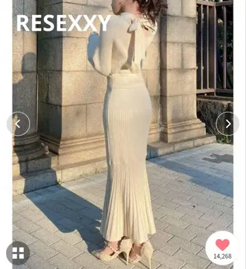 RESEXXY 리젝시 머메이드 실루엣 롱 원피스 아이보리