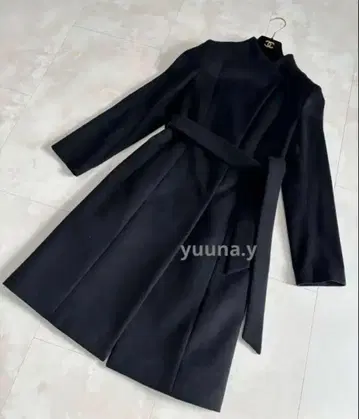 언타이틀 롱 코트 노카라 코트 랩 코트 블랙