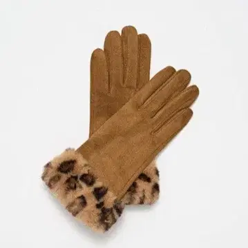 [새상품] 장갑 레오파드 히우 무늬 페이크 퍼 그로브 브라운 브라운