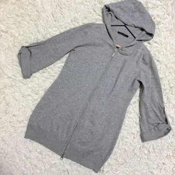 Le Souk 니트 롤업 소매 긴 길이 후드티 그레이