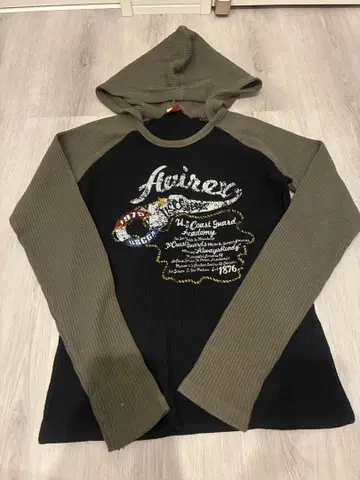 Avirex 후드 부착 긴팔 T셔츠 M