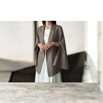 Louere 그레이 더블 브레스트 테일러드 자켓